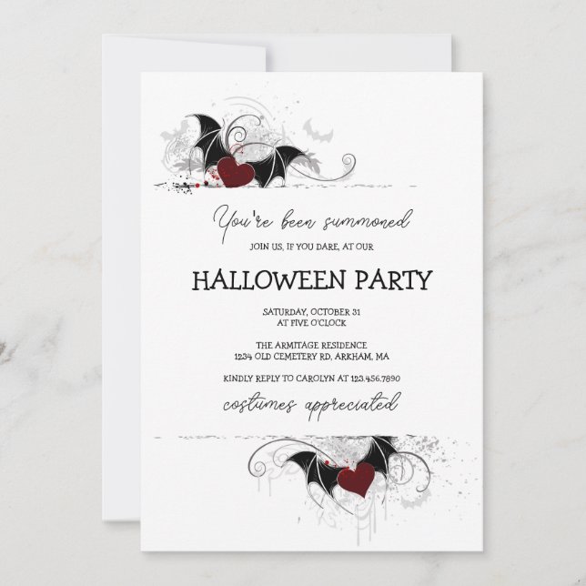 Niedlich Spooky Calligraphy Halloween-Party Einladung (Vorderseite)