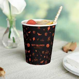Niedlich Spooky Ghost Black Orange Halloween Pappbecher