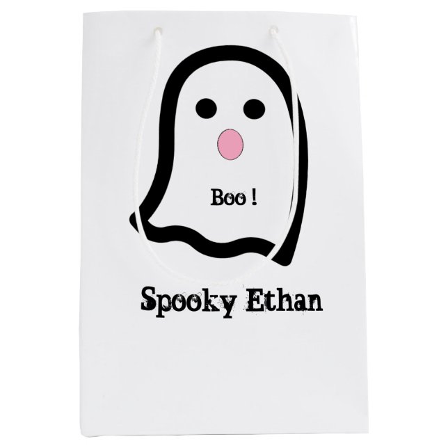 Niedlich Spooky Ghost Boo Mittlere Geschenktüte (Vorderseite)