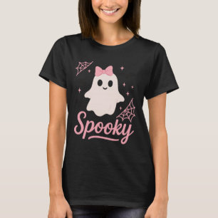 Niedlich Spooky Ghost mit Pink Bow Kawaii Hallowee T-Shirt