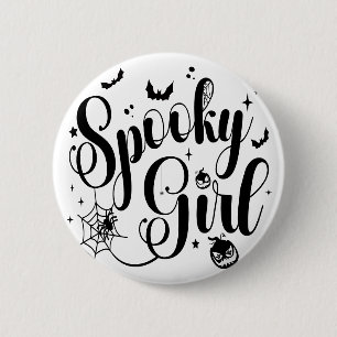 Niedlich Spooky Girl Halloween Pumpkin Ghost Spide Button