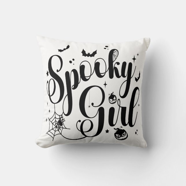 Niedlich Spooky Girl Halloween Pumpkin Ghost Spide Kissen (Vorderseite)