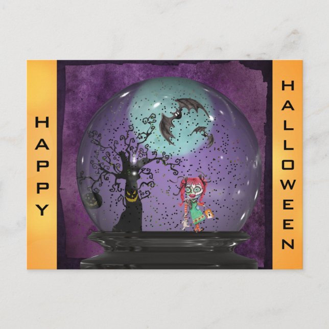 Niedlich Spooky Gothic Halloween Postkarte (Vorderseite)