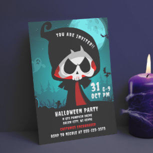 Niedlich Spooky Grim Sensenmann Halloween Trick od Einladung