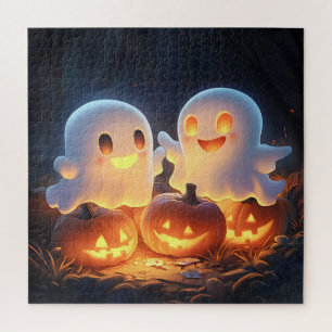 Niedlich Spooky Halloween Cartoon Ghosts Glows Pum