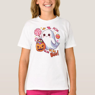 Niedlich Spooky Halloween Ghost, Kürbis und Candy. T-Shirt