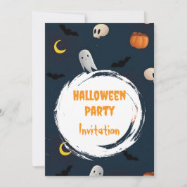 Niedlich Spooky Halloween-Party Einladung Dunkelbl