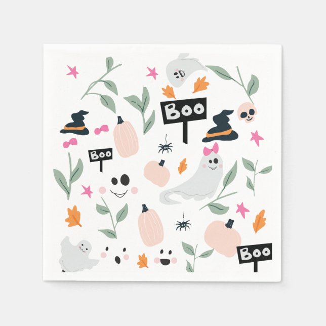 Niedlich Spooky | Halloween-Party Ghosts Serviette (Vorderseite)