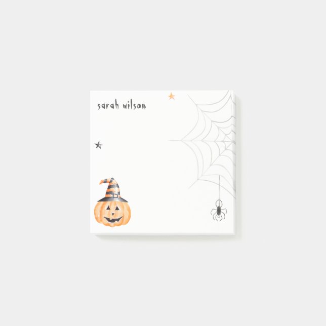 Niedlich Spooky Halloween Pumpkin Spider Webstars Post-it Klebezettel (Vorderseite)