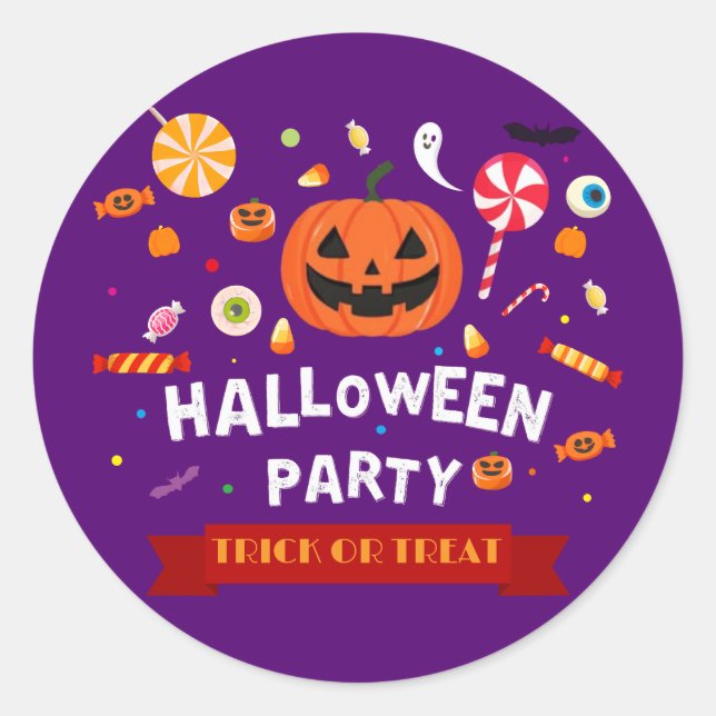 Niedlich & Spooky! Halloween Trick oder Treat Part Runder Aufkleber (Vorderseite)