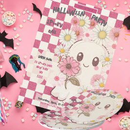 Niedlich Spooky Pink Daisy Halloween-Party Einladu Pappteller