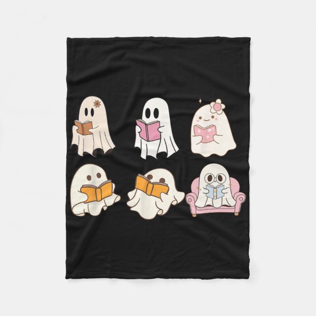 Niedlich Spooky Reading Book Halloween Fall Ghost  Fleecedecke (Vorderseite)