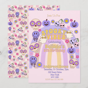 Niedlich Spooky Vibes Groovy Ghost Halloween Gebur Einladung