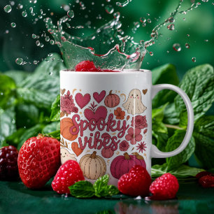 Niedlich Spooky Vibes Hearts Pumpkin Design Kaffeetasse