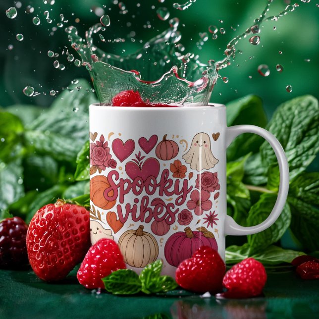 Niedlich Spooky Vibes Hearts Pumpkin Design Kaffeetasse (Von Creator hochgeladen)