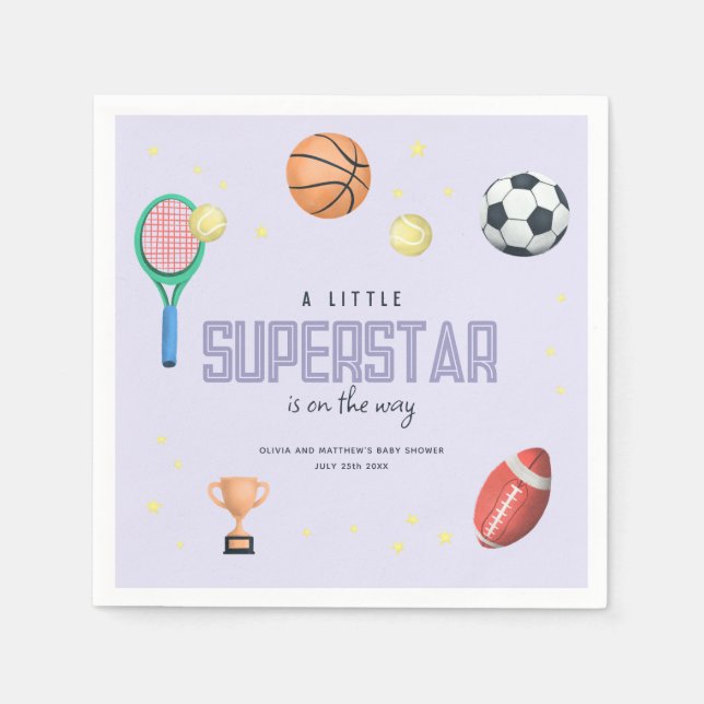 Niedlich Sports Superstar Girls Babydusche Serviette (Vorderseite)