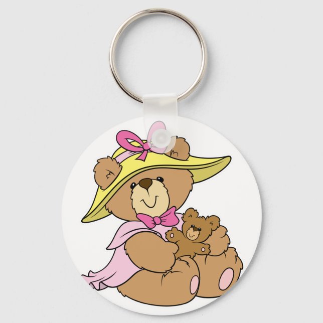 Niedlich Spring Bonnet Teddy Bär Schlüsselanhänger (Vorderseite)