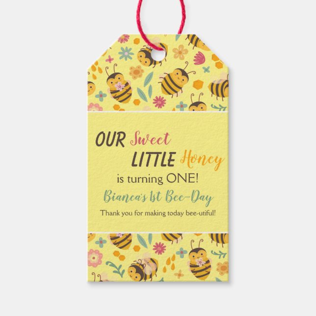 Niedlich Spring Honey Bee Birthday Danke Geschenkanhänger (Vorderseite)