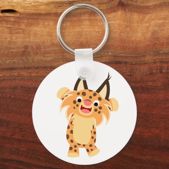 Niedlich Spunky Cartoon Bobcat Schlüsselanhänger (Vorderseite)
