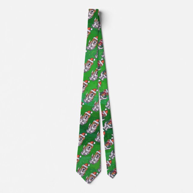 Niedlich St. Bernard in Hat Pattern auf Green Krawatte (Vorderseite)