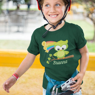 Niedlich St. Patricks Day Owl Irish Birthday Girl T-Shirt