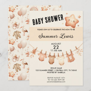 Niedlich Star Baby Dusche - Bekleidungslinie Einla Einladung
