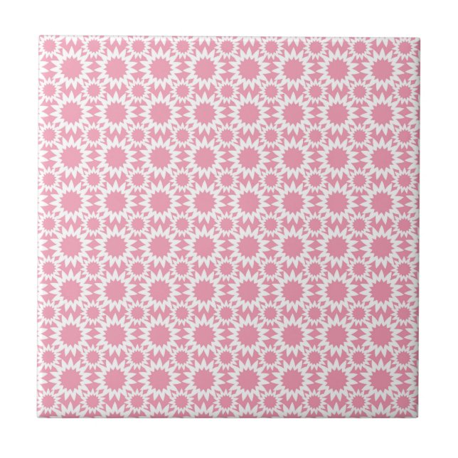 Niedlich Star Blume Muster Rosa und Weiß Fliese (Vorderseite)