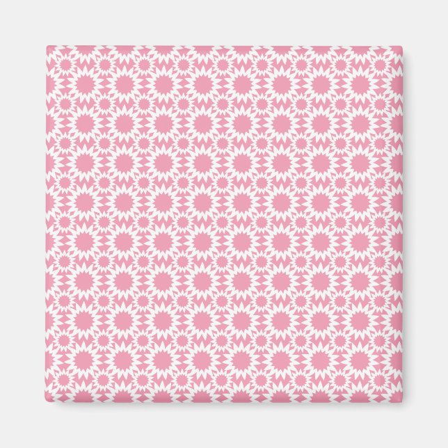 Niedlich Star Blume Muster Rosa und Weiß Magnet (Vorne)