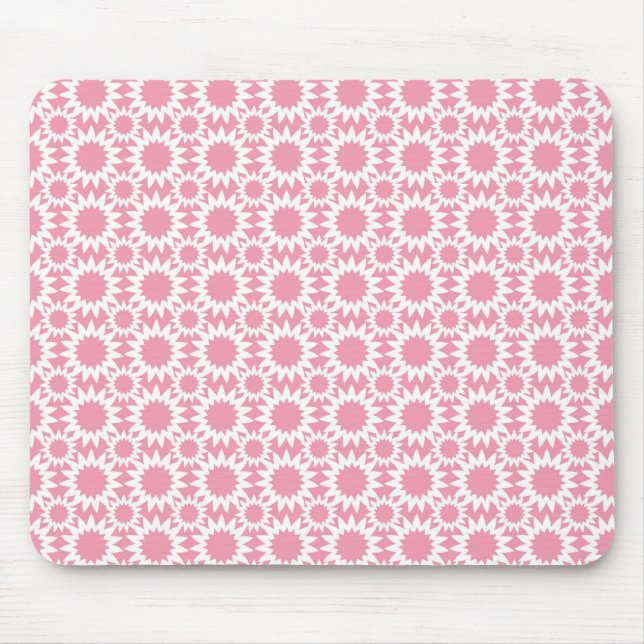 Niedlich Star Blume Muster Rosa und Weiß Mousepad (Vorne)