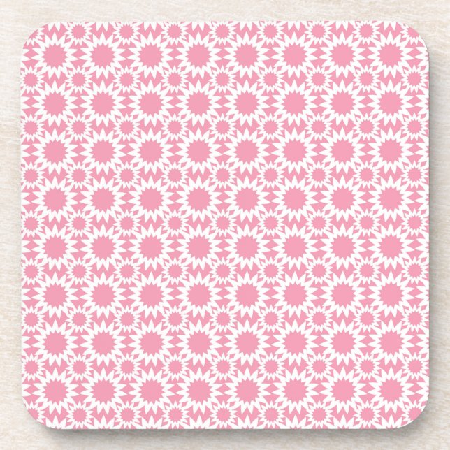 Niedlich Star Blume Muster Rosa und Weiß Untersetzer (Vorderseite)