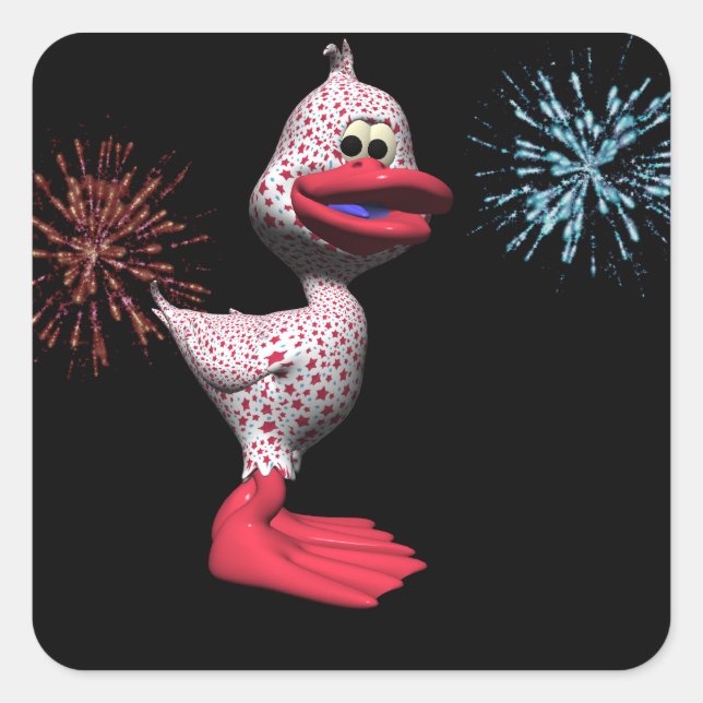 Niedlich Star Spangled Patriotic Duck Quadratischer Aufkleber (Vorderseite)
