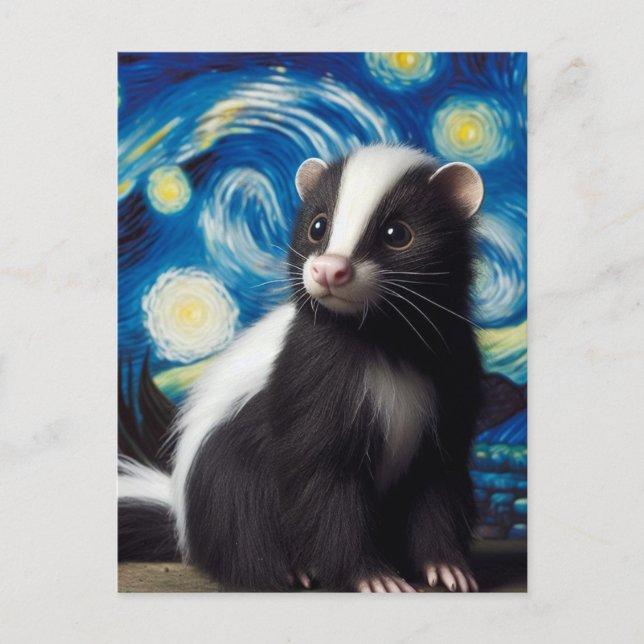 Niedlich Starry Night Skunk Postkarte (Vorderseite)