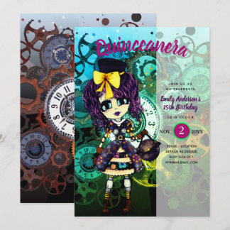 Niedlich STEAMPUNK Girl Cosplay Geburtstag Einladung