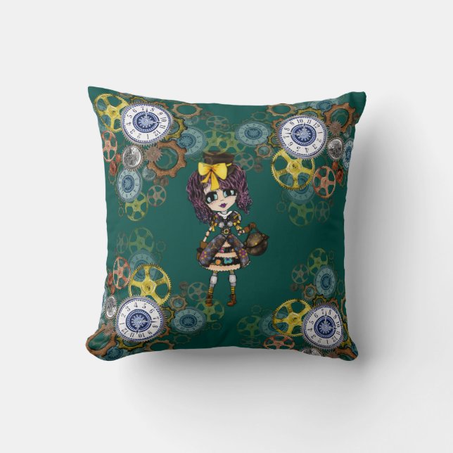 Niedlich Steampunk Girl Pinky Kawaii Chibi von Lea Kissen (Vorderseite)