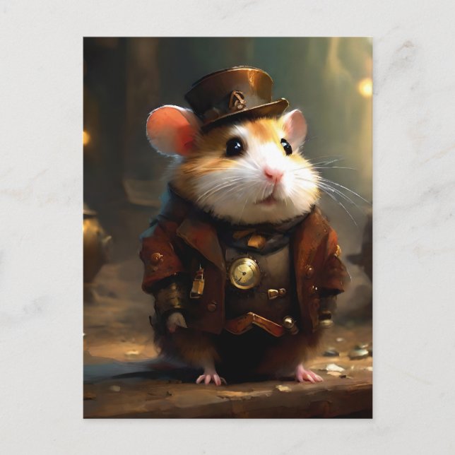 Niedlich Steampunk Hamster Postkarte (Vorderseite)