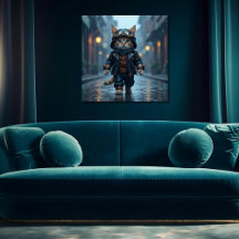 Niedlich Steampunk Kitten Walking in einem Regenpo