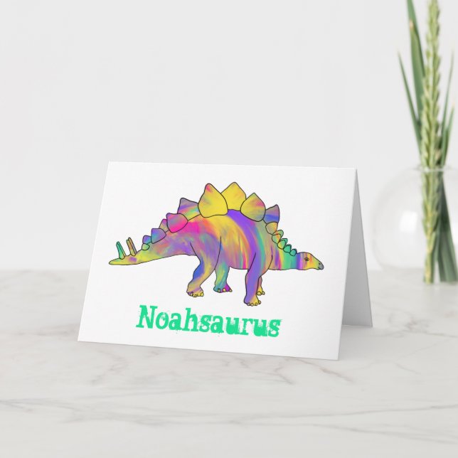 Niedlich Stegosaurus Dinosaurier Personalisiert Ge Feiertagskarte (Vorderseite)