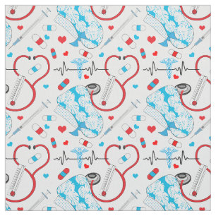 Niedlich Stethoscope Nurse Doctor EKG Pattern Stoff