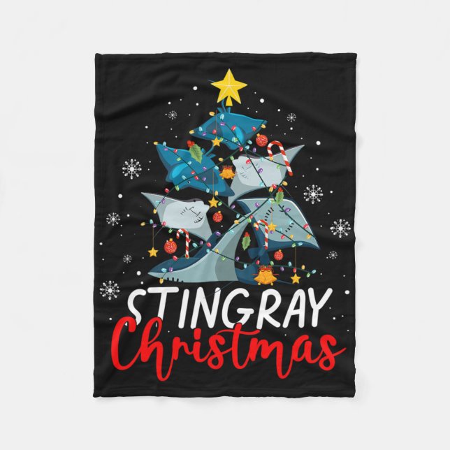 Niedlich Stingray Christmas Tree Pajama Matching C Fleecedecke (Vorderseite)
