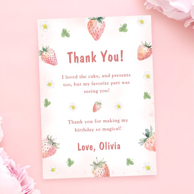 Niedlich Strawberry Berry Birthday Vielen Dank Einladung (Von Creator hochgeladen)