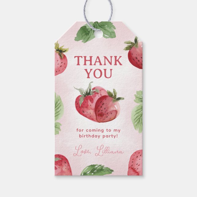 Niedlich Strawberry Birthday Vielen Dank Geschenkanhänger (Vorderseite)