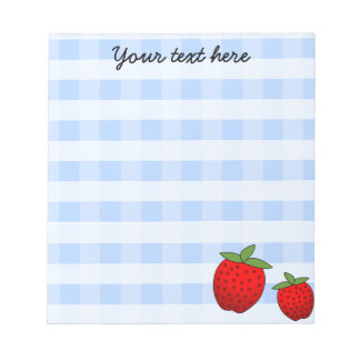 Niedlich Strawberry Blue Karo Custom Notepad Notizblock