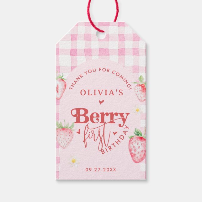 Niedlich Strawberry Daisy Berry First Foto Brithda Geschenkanhänger (Vorderseite)