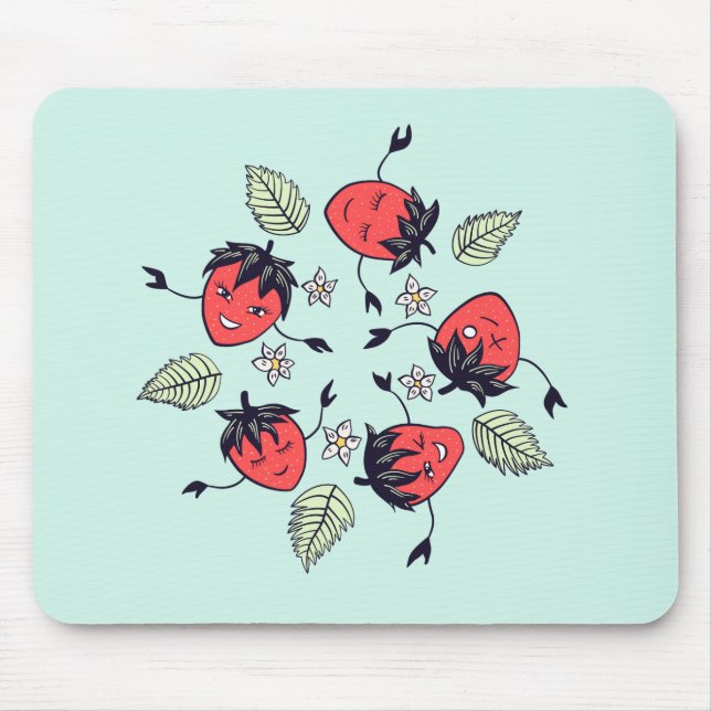 Niedlich Strawberry Kawaii Frucht Mousepad (Vorne)