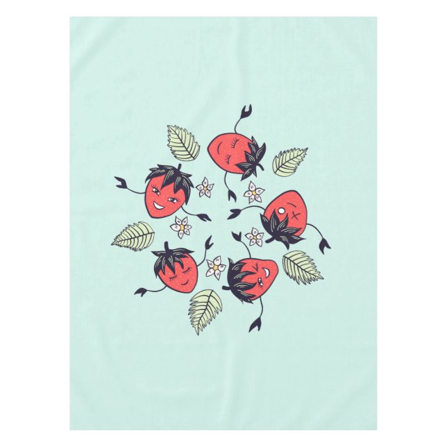 Niedlich Strawberry Kawaii Frucht Tischdecke (Vorderseite)