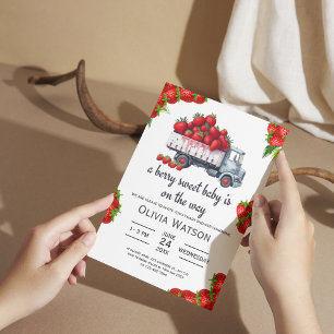 Niedlich Strawberry Truck Berry Sweet Baby Dusche Einladung