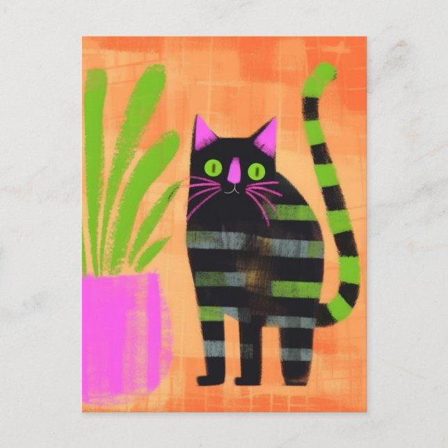 Niedlich Stripte Kitty Postkarte (Vorderseite)