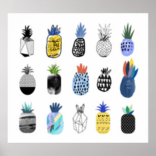 Niedlich strukturierte Ananas, Vintage Kollektion. Poster