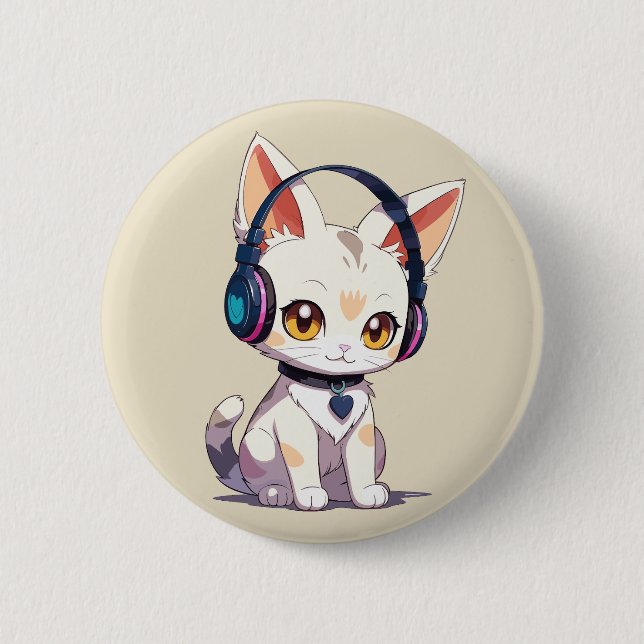 Niedlich Stylish Kitty Button (Vorderseite)