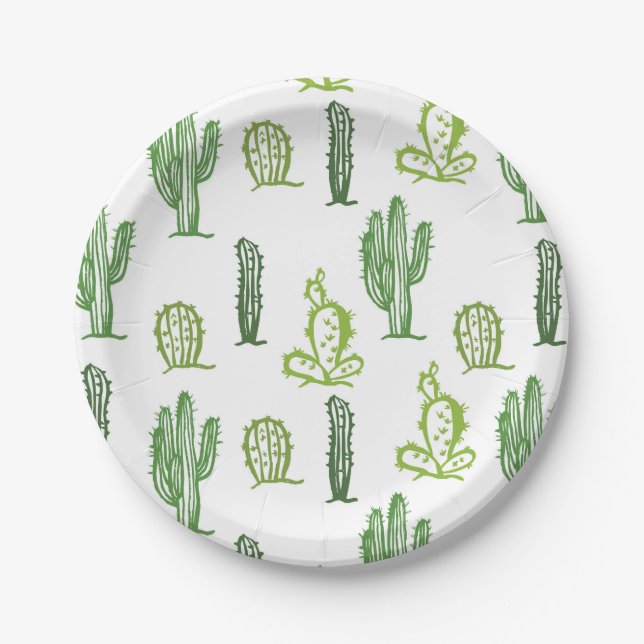 Niedlich Succulent Lovely Green Cactus Paper Telle Pappteller (Vorderseite)